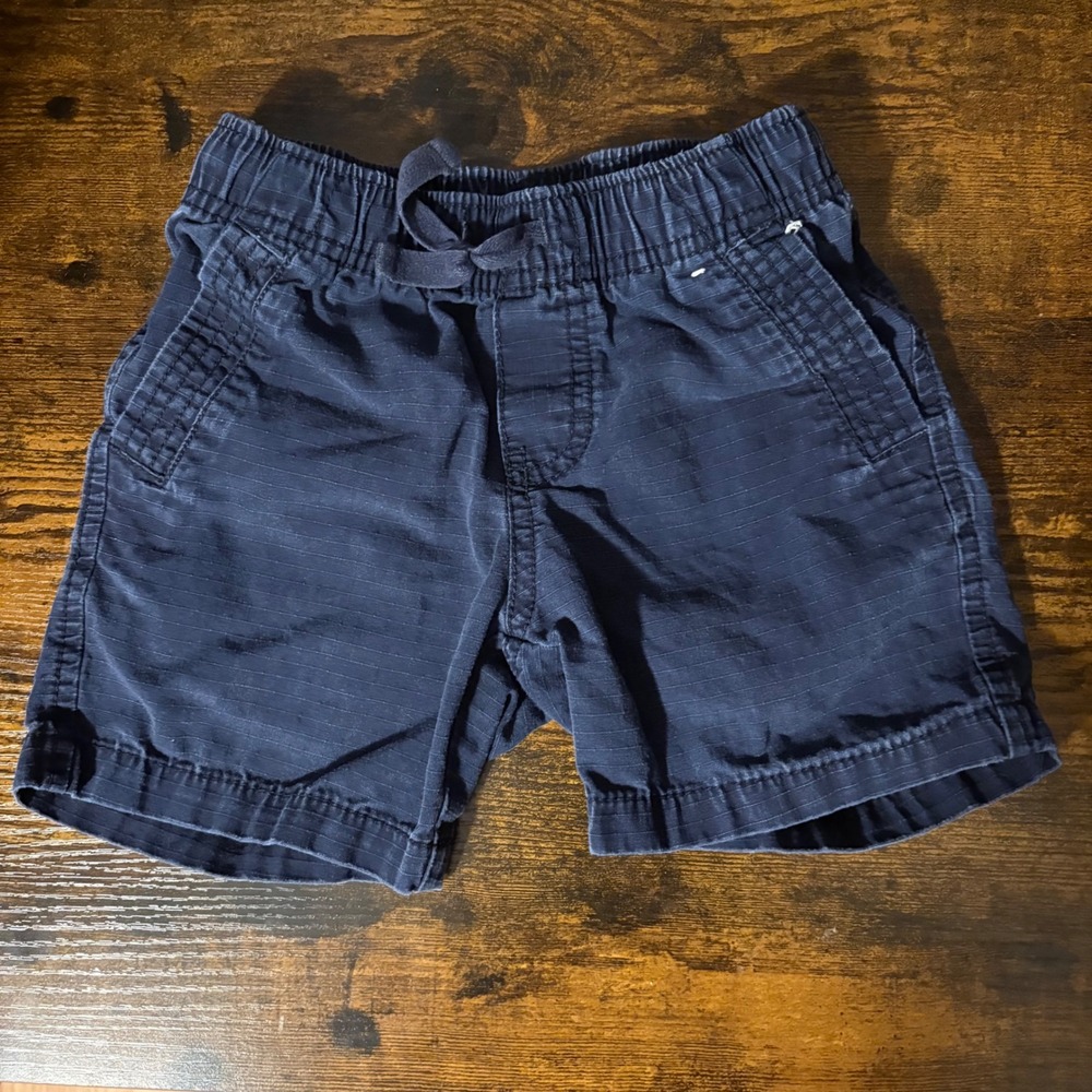 Gymboree‎ Distressed Navy Blue Stripe Pull-On Cotton Shorts  (Boys 4T)